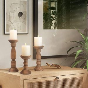 Bougeoirs en bois de la ferme du meilleur fournisseur Décoration de centre de table rustique pour Noël pour lustre de pilier - Product Image 5