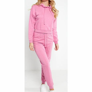 Conjunto Deportivo Informal de Dos Piezas para Mujer, para Gimnasio, Entrenamiento Físico, 100% Algodón, Tejido de Felpa, Transpirable, para Correr - Product Image 3