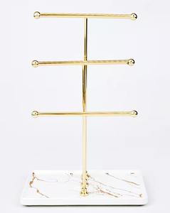 Support élégant en or avec plateau blanc pour une décoration intérieure élégante, idéal pour servir des snacks, des gâteaux et des fruits, parfait pour le mariage et la fête. - Product Image 6