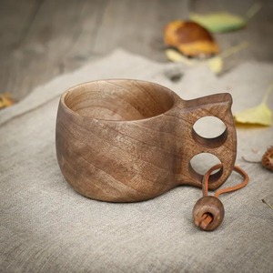 Tasse en bois naturel faite à la main pour café thé lait jus et eau potable écologique cuisine Drinkware - Product Image 1