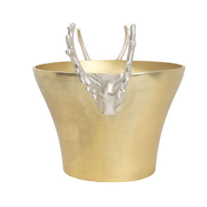 Handmade Gold Finished Brass Wine & <b>Beer</b> Chiller Round Shape Ice <b>Bucket</b> With Knob Handle for Wedding Parties Celebrations - Product Image 5