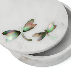 Joyero Rectángulo de Mármol Blanco Elegante Hecho a Mano con Incrustaciones de Nácar Hermana Regalo a Precio - Product Image 2