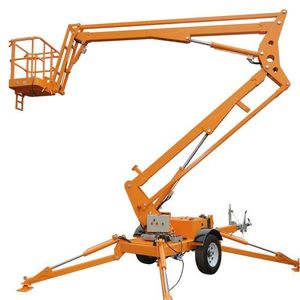 Vente en gros de nacelle élévatrice à flèche remorquable plate-forme aérienne articulée à bas prix livraison rapide moteur engrenage matériel en acier - Product Image 1