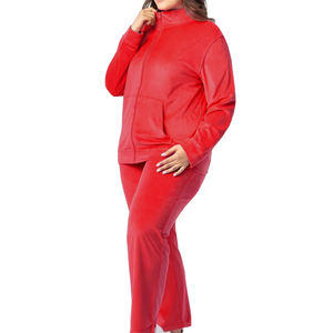 ชุดวอร์มสองชิ้นคุณภาพสูงสำหรับผู้หญิงชุดลำลองนุ่มและระบายอากาศได้ดีชุดวอร์มผ้ากำมะหยี่สำหรับผู้หญิงราคาขายส่ง - Product Image 3