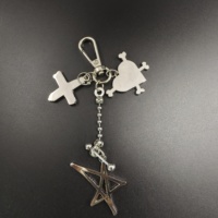 Vente en gros d'usine, porte-clés personnalisé en alliage, plaqué argent brillant, pentagramme foncé |   Club Punk, Événement Gothique & Souvenir Cadeau Alternatif
