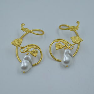 Latest Fashion Handmade Gold Plated Brass Mop Stone <b>Stud</b> Earrings Women's Jewelry M I CREATIONS Classic gold plated - Product Image 1