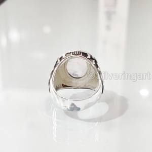 Bague en argent sterling 925 pour homme, motif arabe, avec pierre de lune arc-en-ciel naturelle bleue feu, pierre de naissance de juin, vente en gros - Product Image 6