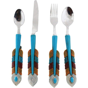 Top Selling Indian Supply Customized Dinnerware <b>Stainless</b> <b>Steel</b> <b>Cutlery</b> Metal Gold Flatware Set for Party Dinner - Product Image 4