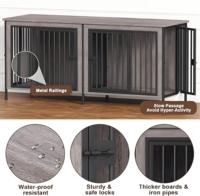 Fabricant de meubles de chenil en bois robuste avec séparateur épais, support de télévision, cage pour chien pour 2 chiens, meubles de maison