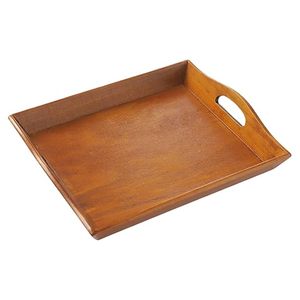 Plateau rectangulaire en bois artisanal avec poignées latérales pour servir les aliments, les boissons, le petit-déjeuner, la vaisselle, usage domestique rustique - Product Image 1