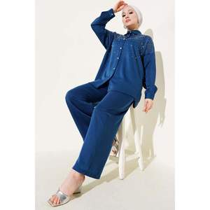 Tunique ornée de pierres d'épaules Ensemble 2 pièces Indigo TR Origin S/M - Product Image 1