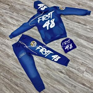 Chándal personalizado para hombre, Conjunto de sudadera con capucha y pantalones de chándal con cremallera completa, chándal unisex, chándal con estampado de hojaldre - Product Image 1