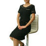Robe de soirée en satin confortable Jenny, taille S, noir et beige, silhouette fourreau, technique crochetée, décoration à sequins, longueur longue - Product Image 4