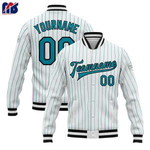 Veste bomber de baseball entièrement personnalisable avec votre nom, votre numéro et votre équipe, veste universitaire à boutons - Product Image 4