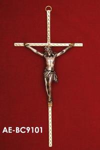 Crucifijo de Latón Art Deco, Cruz Cristiana Religiosa, Artesanía en Metal, Diseño Moderno, Decoración de Altar para el Hogar, Decoración de Pared Sagrada, Oración AE - Product Image 5