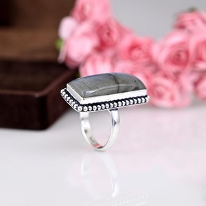 <b>Labradorite</b> Gemstone <b>Ring</b> Jewelry for Women Silver Boho Style Jewelry 925 Sterling Silver Trending Handmade <b>Ring</b> Gift for Her - Product Image 2