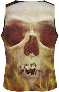 Débardeur sans manches pour homme, motifs personnalisés, crâne enflammé, 100% coton, imprimé numérique, sportif, entraînement, gym, fitness - Product Image 4