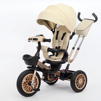 WQL Nouveau Tricycle de Luxe pour Enfants avec Cadre Métallique, Pare-Soleil et Barre de Poussée / Tricycle à 3 Roues pour Enfants, Poussette Pliante pour Enfants