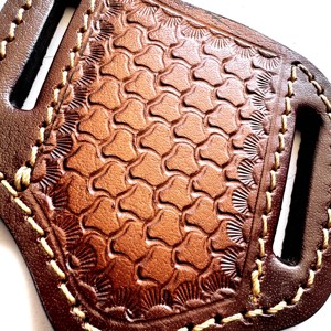 Hecho a mano al por mayor de calidad superior patrón panqueque estilo Funda de cuero para 4 ''plegable y 4 ''cuchillos de hoja fija - Product Image 3