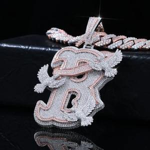 VVS1 Moissanite Letter Pendant Custom Hip Hop Iced out Fine Charms Colgante de regalo de Halloween - Product Image 4