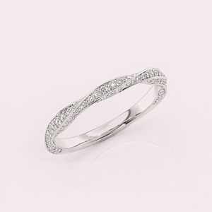 Anillo de Boda Curvo con Diamante Redondo Cultivado en Laboratorio, Certificado por IGI, Oro Amarillo/Blanco y Rosa de 14K con Baño de Rodio para Mujer - Product Image 4