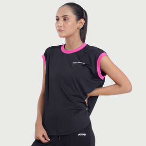 Débardeur de sport pour femme, style hip-hop, respirant, séchage rapide, 100% polyester, couleur unie, manches courtes, noir - Product Image 4