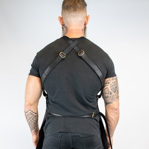 Quality Custom Logo Kitchen Genuine <b>Leather</b> <b>Apron</b> Trending Style OEM for Men LPN-0039 - Product Image 3