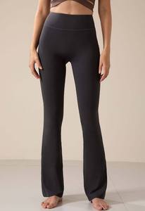 <b>Flare</b> Pattern Women's Butt Lift <b>Leggings</b>, Active Wear Blank Black Women's <b>Leggings</b>, <b>High</b> <b>Waist</b> Flared Bottom Women's <b>Leggings</b> - Product Image 3