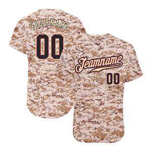 Camiseta de béisbol con nombre de equipo personalizado, ropa de verano con cierre de botón, camisetas de béisbol hechas de LICRA de camuflaje, OEM - Product Image 1