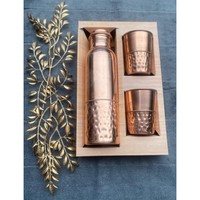 Ensemble de bouteilles d'eau personnalisables en cuivre, faites à la main, de luxe, modernes, compatibles lave-vaisselle et micro-ondes, isolées sous vide, intelligentes, anti-fuite, idéales comme cadeau