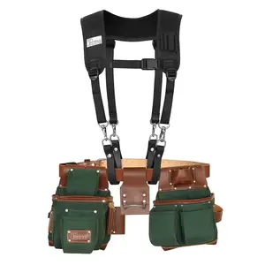 Premium Quality Men's Cowhide Leather Tool Kit Belts / OEM Wholesale Comfortable Tool Bags With Belts For Workers
