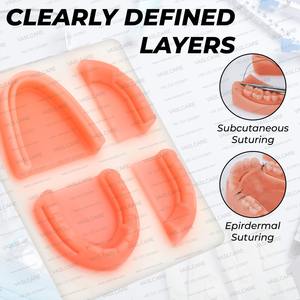 แผ่นเย็บประสานสำหรับการเย็บทางการแพทย์แผ่นฝึกฝนการเย็บซิลิโคนแผ่นเย็บ3ชั้นสำหรับนักเรียนทางการแพทย์โดย vaslcare - Product Image 3