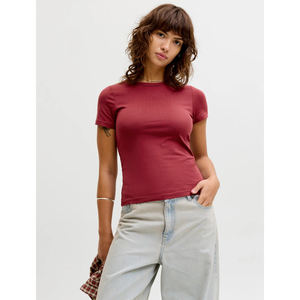 <b>Women's</b> <b>Cropped</b> Crew Neck T Shirt Summer Casual Sports Short Sleeve Baseball Jersey Solid Color Adult Streetwear Custom Logo - Product Image 3