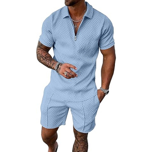Conjunto corto con capucha y pantalones de chándal para hombre con logotipo personalizado, traje de chándal de punto de algodón con estampado térmico, cremallera completa de verano e invierno - Product Image 3