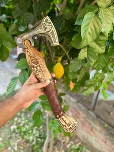 Lames de prestige en acier damas gravé, tête de hache à dos plat, service OEM/ODM personnalisé de haute qualité pour la vente en gros industrielle - Product Image 4