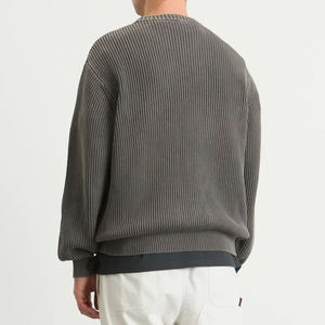 Pull en coton tricoté pour homme, style pêcheur, personnalisé OEM ODM, lavé, col rond, manches longues, fabriqué par Ako - Product Image 3