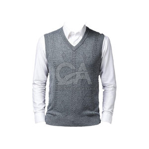Pull en tricot doux Top Pull sans manches à la mode pour hommes Pull sans manches personnalisé pour hommes avec logo personnalisé - Product Image 1