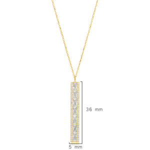 Stick Design Zircon Stone Baguette Shape Silver Pendant Venta al por mayor 925 Sterling Silver Jewelry Joyería fina - Product Image 2