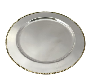 Métal écologique classique pour plaque de chargeur avec technique polie à bord doré pour une fonctionnalité durable pour les fêtes de mariage - Product Image 1