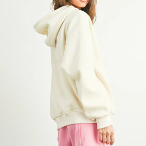 Sweats à capuche décontractés pour femmes avec impression de lettres personnalisées, 100% coton, tricot d'hiver, manches chauve-souris, logo sur le devant - Product Image 2