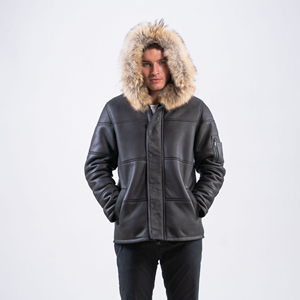 Premium Men's Genuine Leather Winter Jacket Waterproof Windproof High Street Style Cotton Lining Comfort Durability Everyday - Product Image 2