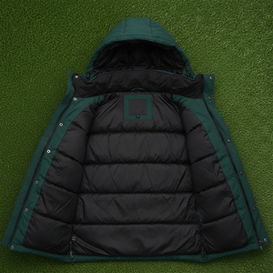 Doudoune à capuche légère 100% polyester personnalisée grande taille Vêtements décontractés Veste à bulles coupe-vent rembourrée en coton pour hommes - Product Image 3