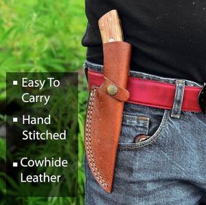 มีดใบตายเหล็ก 12c27 ฟอร์จเกรดอุตสาหกรรม ขนาด 6 นิ้ว ยี่ห้อ Nordic Forge ด้ามไม้ ปลอกหนังแนวตั้ง รับผลิตแบบ OEM - Product Image 5