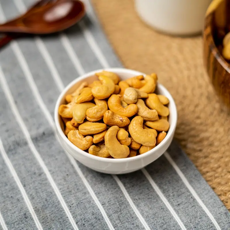 Roasted Salted Cashew With Silk Shell packed In Tin Can/ Box/ Bag with the best price for sell - export from Vietnam.