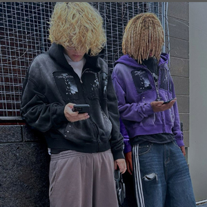 Streetwear Drop Shipping Sweat à capuche pour hommes en coton vintage lavé à l'acide de haute qualité lavé au soleil délavé lavé et en détresse avec logo personnalisé - Product Image 2