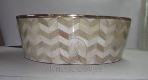 Maceta Artesanal con Incrustaciones de Hueso en Forma de Zigzag |   Macetero Decorativo para Jardín, Patio, Balcón, Decoración del Hogar y Sala de Estar Moderna - Product Image 3