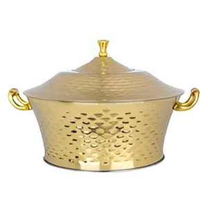 Gold Plated Elegant and Durable the Perfect Metal Serving Round Casserole for Every Meal and Occasion - Product Image 2