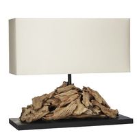 Lampe de sol écologique en bois flotté avec support en bois, design Art Déco pour salon