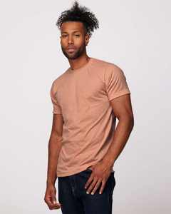 Tultex 241 Venta al por mayor Ecológico Secado rápido 200g Tela Ultra Poly Blend Plain Heather Orange Camiseta de cuello redondo para hombre 65% - Product Image 5