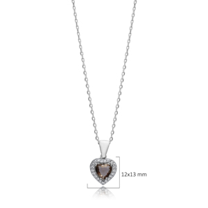 12 mm forma de corazón sultanita piedra redonda CZ encanto Collar de plata turco hecho a mano al por mayor 925 collar de plata esterlina - Product Image 2